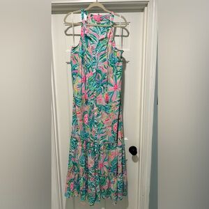 Lilly Pulitzer Luliana Maxi Dress XL Multi One In A Melon